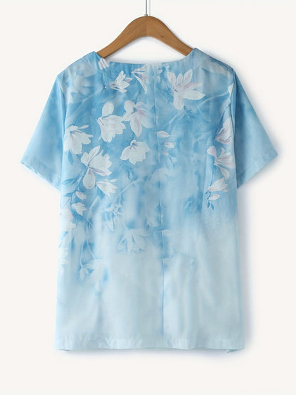 Blouse femme style vintage à fleurs imprimées avec boutons – Élégance décontractée pour l'été
