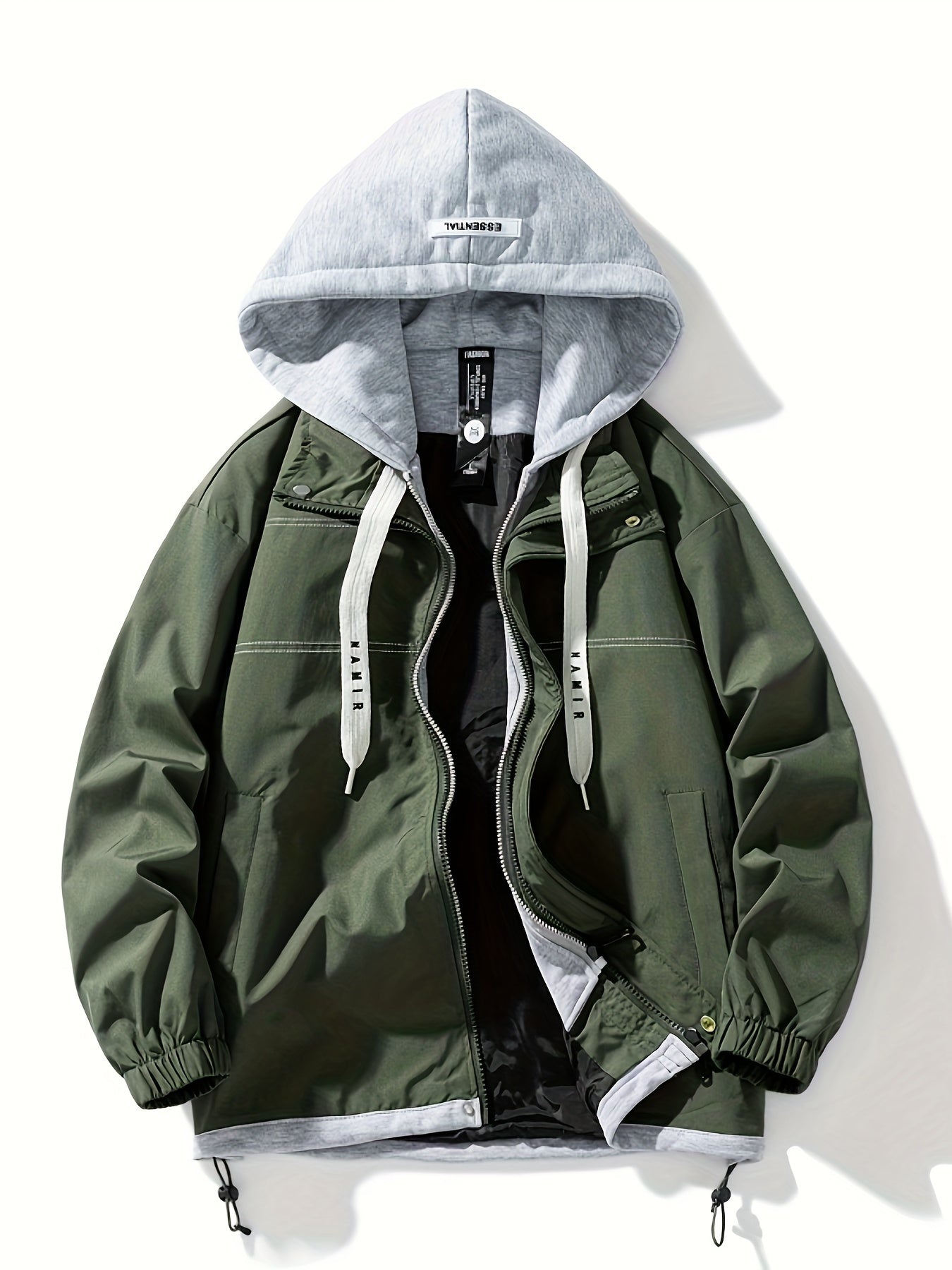 Veste Homme Coupe-Vent avec Capuche Intégrée Amovible Style Décontracté Noir Marron