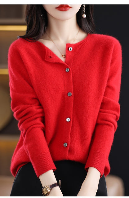 Danielle – Merino Vest for Women with Round Neck and Long Sleeves in