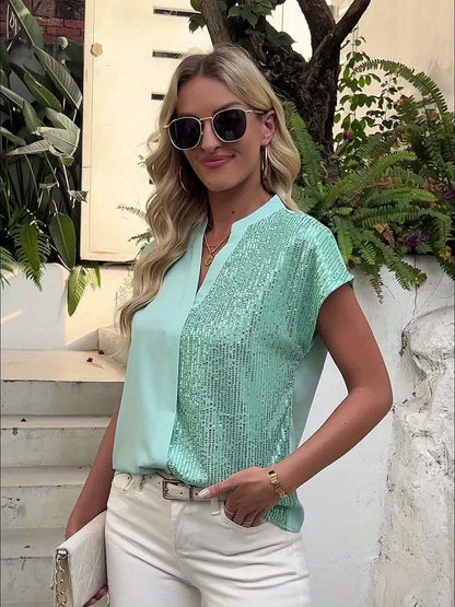 Elegant women's blouse with a chic V-neck style for office and outings