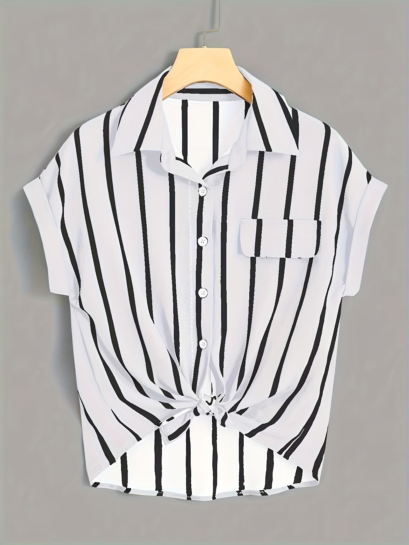 Chemise nouée à rayures style élégant pour femme - idéale pour l'été