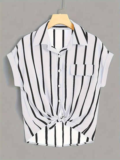Chemise nouée à rayures style élégant pour femme - idéale pour l'été