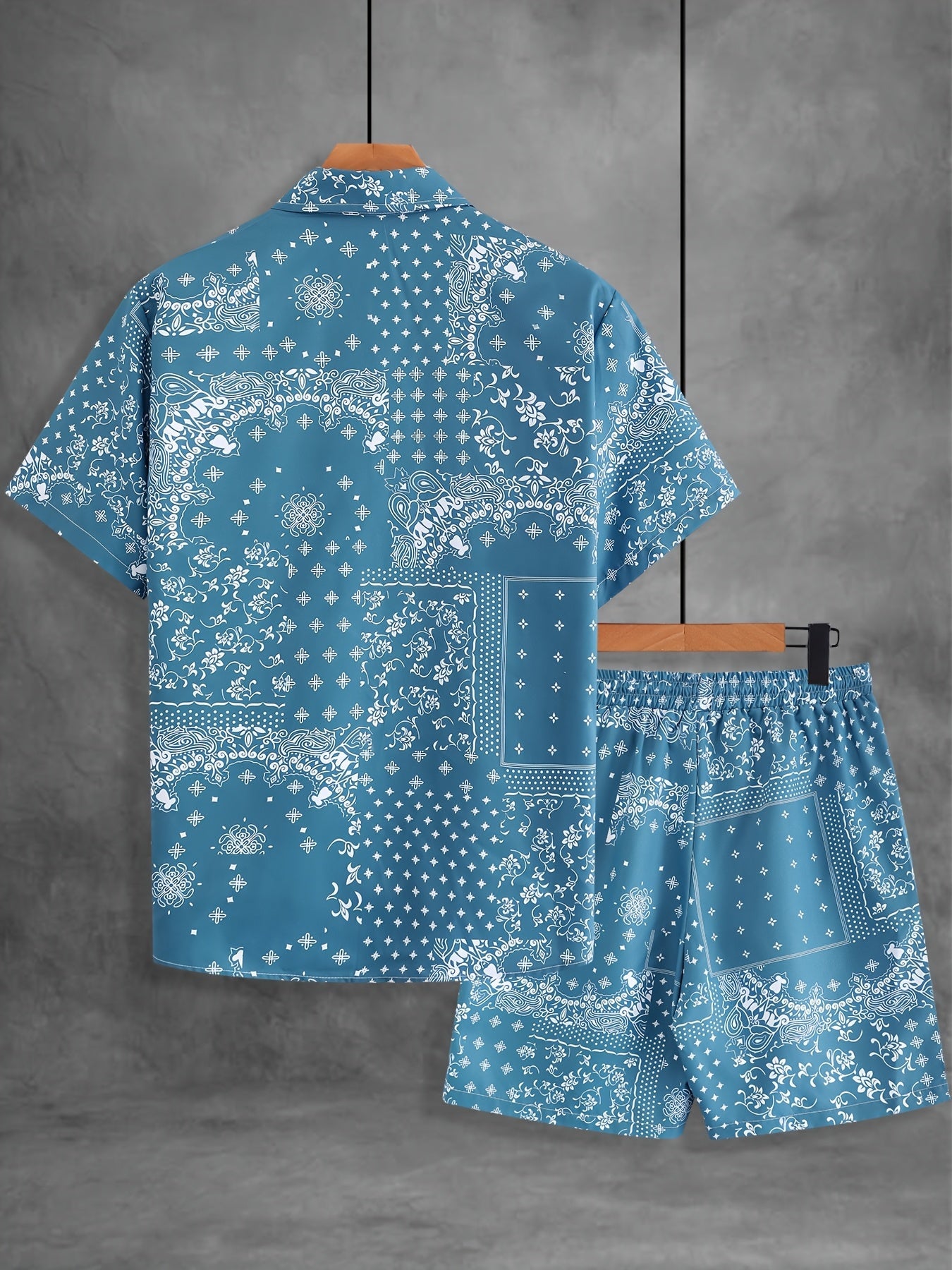 Ensemble chemise et short à motif bandana pour homme, style décontracté été