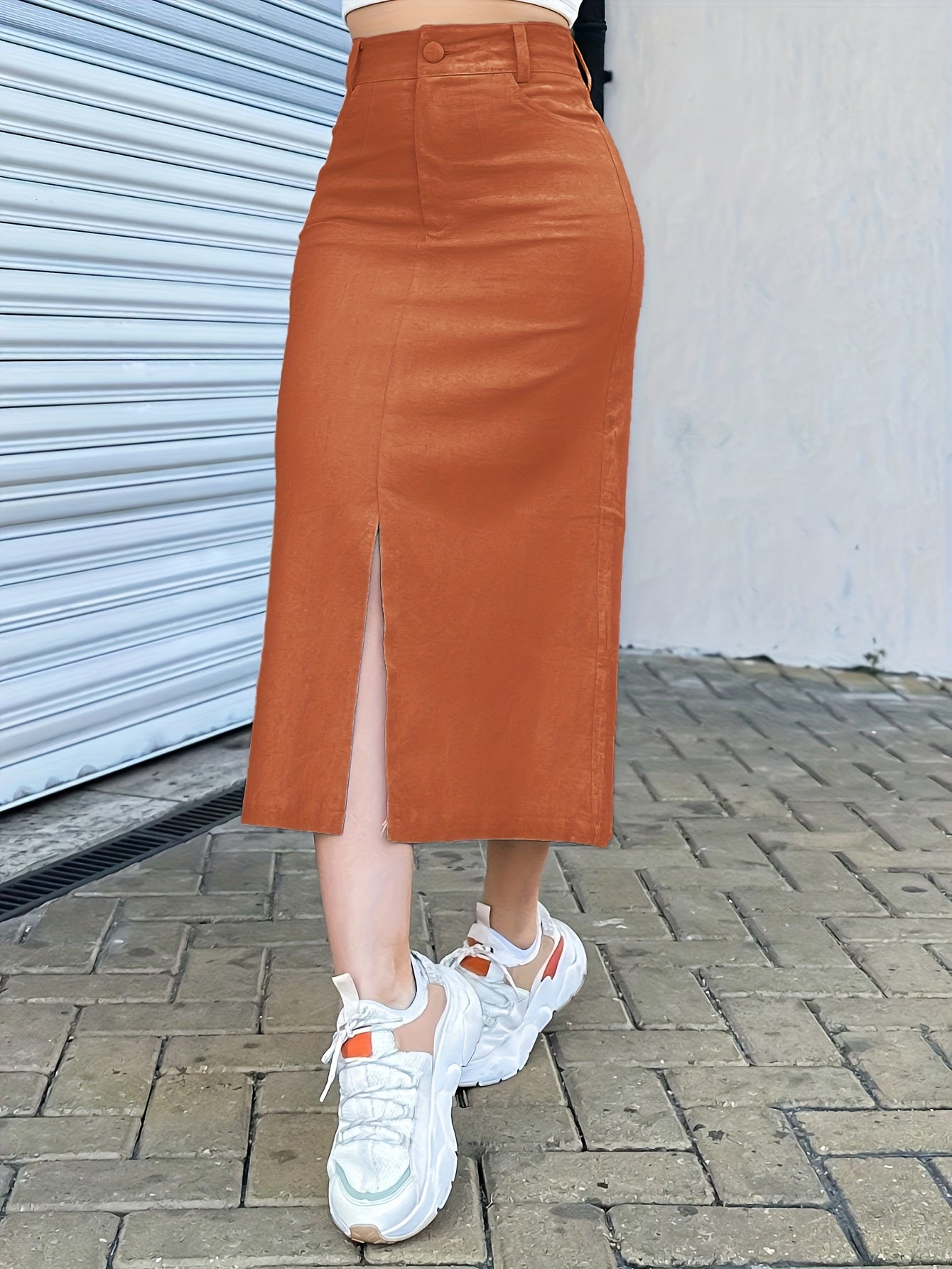 Casual style split midi skirt for women – Urban elegance and everyday comfort