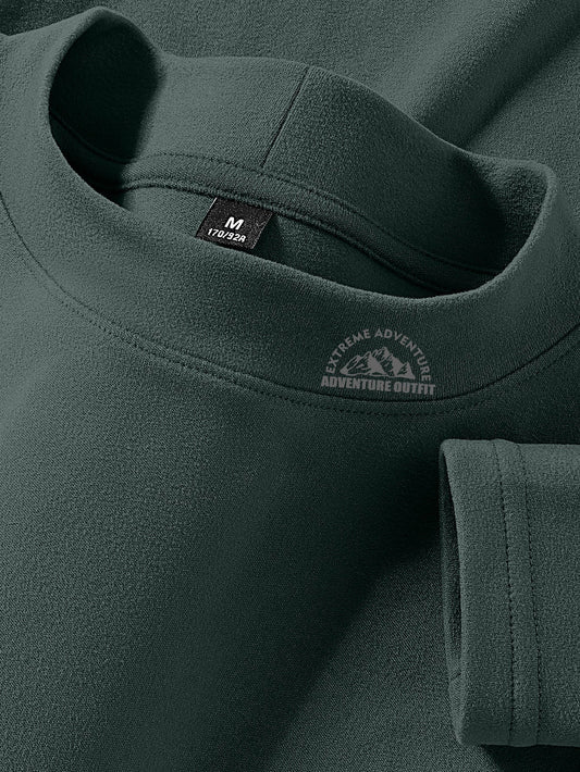 Haut à col montant doux couleur unie manches longues pour homme