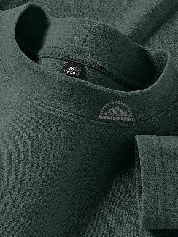 Haut à col montant doux couleur unie manches longues pour homme