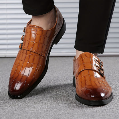 Chaussures habillées à boucle triple pour homme style vintage – élégance formelle et urbaine