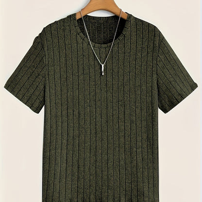 T-shirt à manches courtes pour homme style moderne à rayures texturées – Casual chic et polyvalent