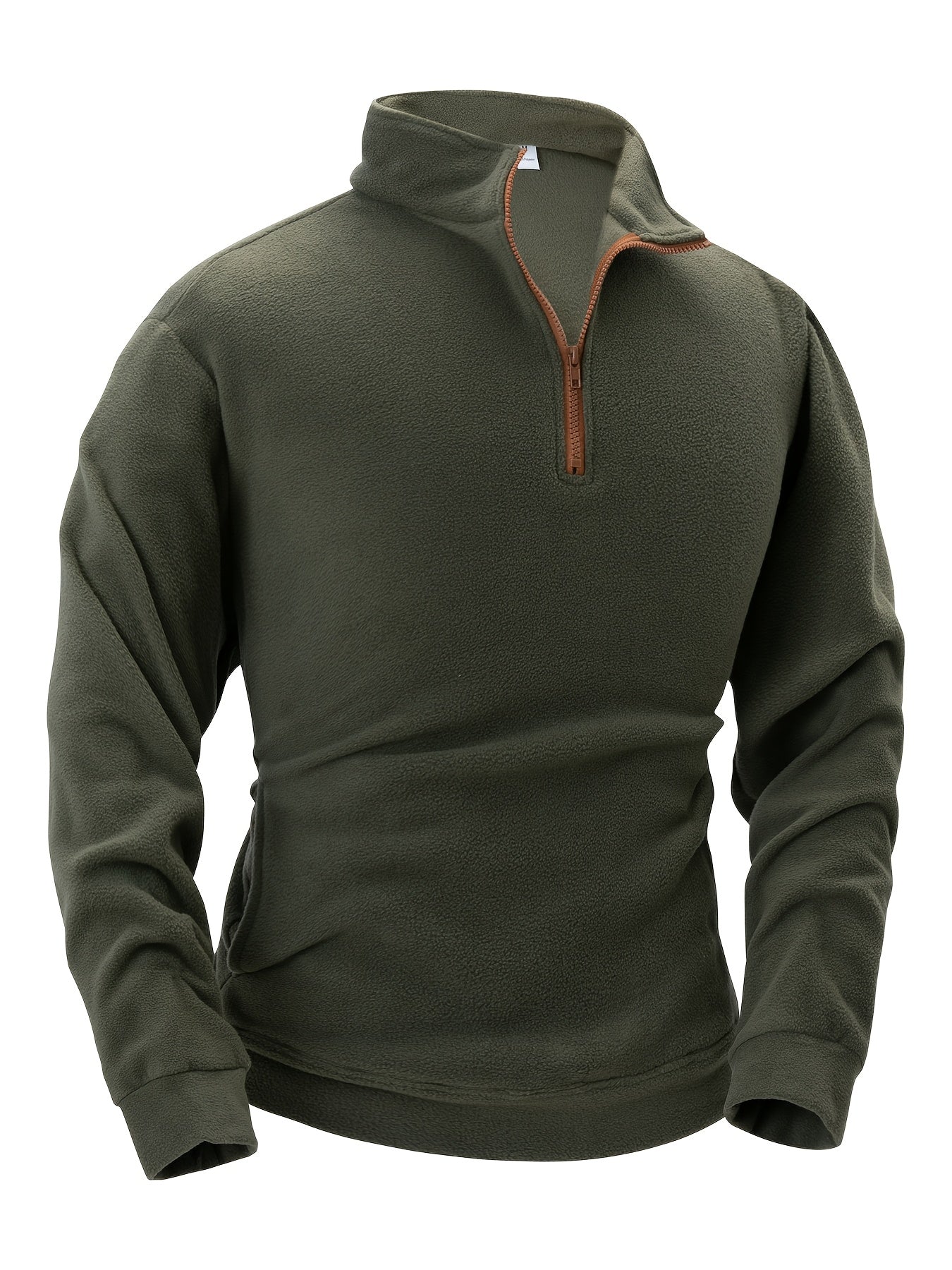 Polaire Homme Demi-Zip Col Montant Manches Longues Poches Latérales