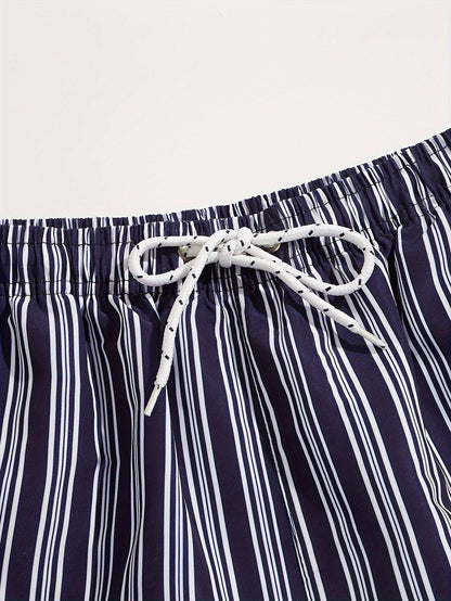 Short de bain homme à rayures style décontracté pour plage et piscine