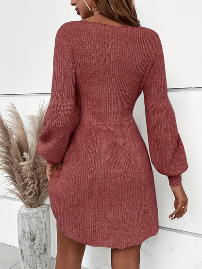 Vestido Suéter Casual para Mujer Estilo Elegante Manga Larga para Otoño y Primavera
