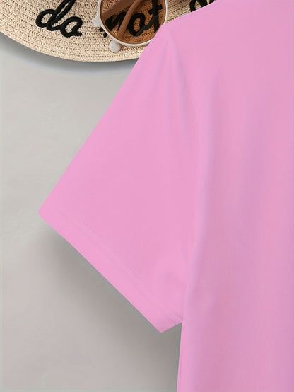Damen-T-Shirt im lässigen Stil mit glitzernden Herzmotiven, kurze Ärmel, ideal für den Sommer  