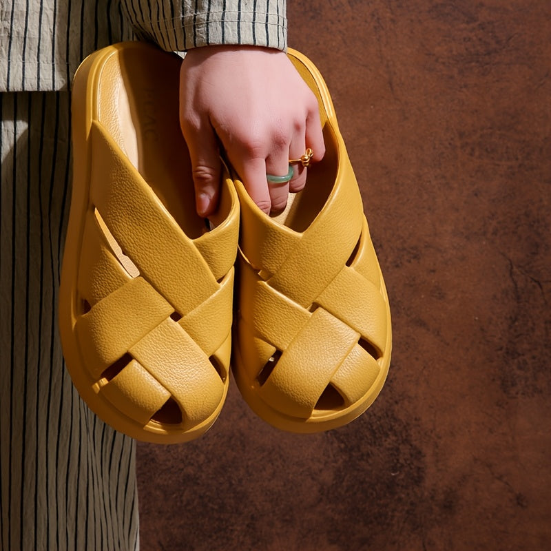 Sandales plates à plateforme tressée pour femme – Style décontracté et tendance
