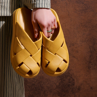 Sandales plates à plateforme tressée pour femme – Style décontracté et tendance