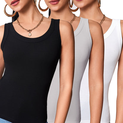Débardeur basique sans manches pour femme, lot de 3, style casual, parfait pour l'été
