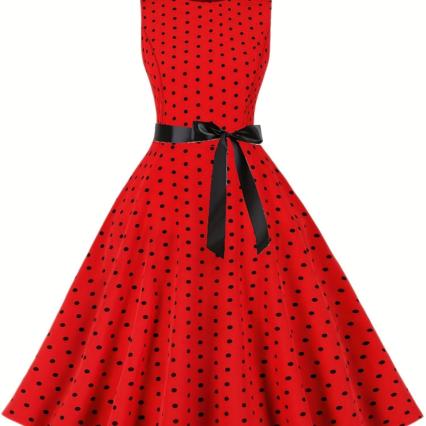 Vestido vintage sin mangas con lunares para mujer, estilo retro acampanado, ideal para el verano y ocasiones especiales