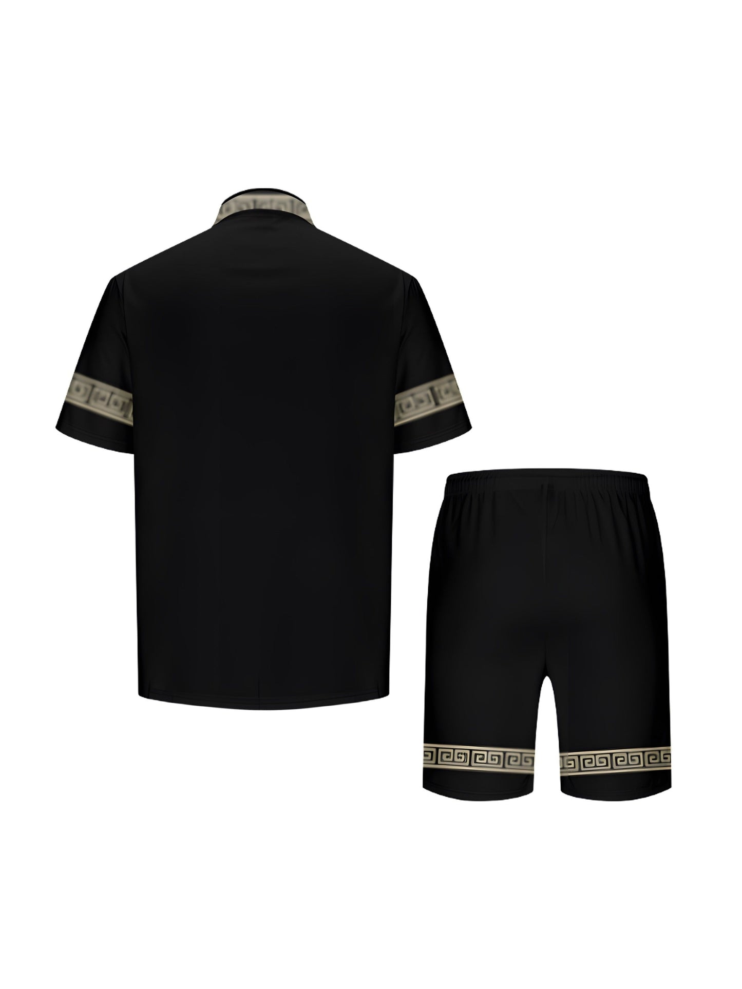 Męski zestaw casual z geometrycznym wzorem – Elegancki styl letni
