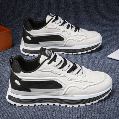 Baskets basses bicolores pour homme semelle épaisse lacets