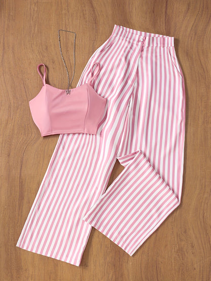 Completo due pezzi da donna - Stile chic a righe per eventi estivi