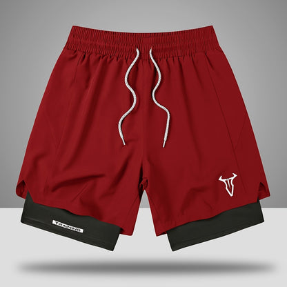 Short de sport homme entraînement double couche style moderne pour fitness et course à pied