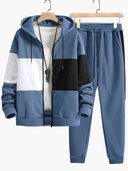 Survêtement Homme Style Décontracté à Capuche avec Fermeture Éclair – Ensemble Sport Urbain
