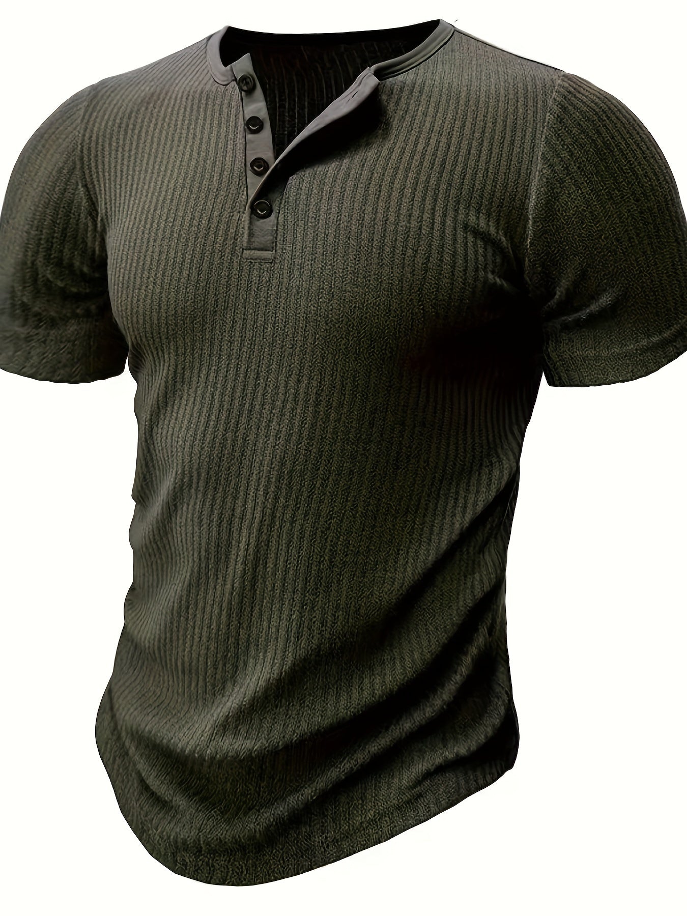 T-shirt henley à rayures décontracté pour homme – Idéal pour l'été et les loisirs