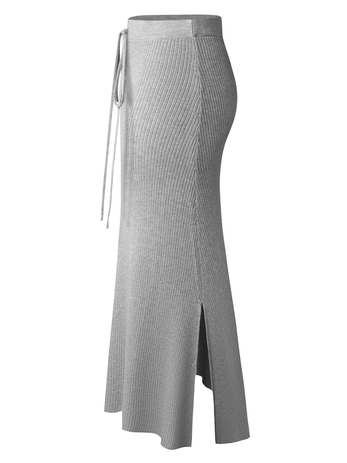 Lange damesrok met hoge taille, casual elegante stijl met ceintuur