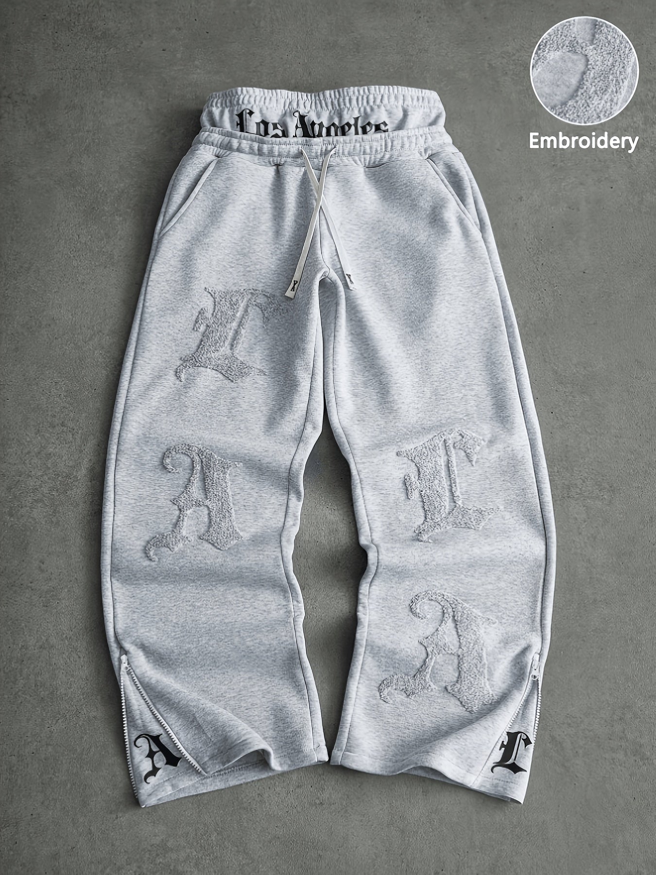 Pantalon de jogging ample brodé noir pour homme