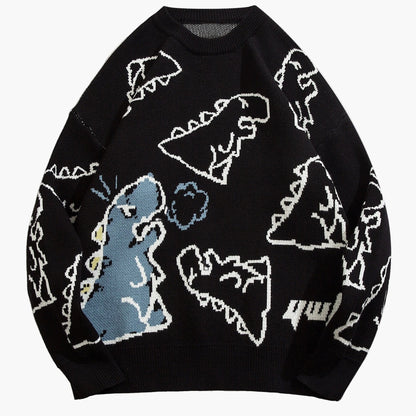 Sudadera casual con estampado de dinosaurio para adolescente masculino – estilo streetwear de moda