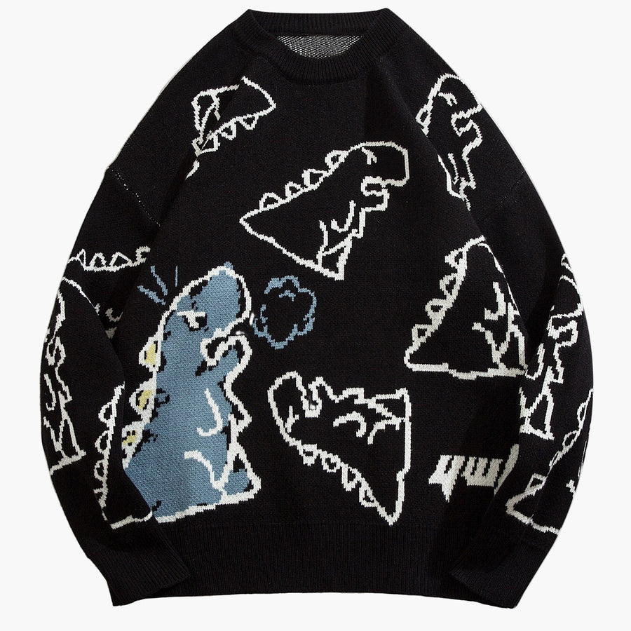 Pull-over décontracté motif dinosaure pour homme adolescent – style streetwear tendance