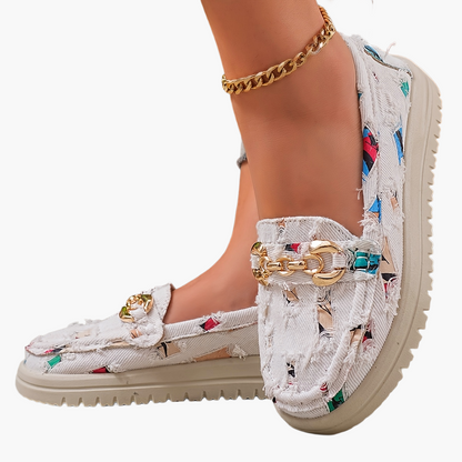 Mocassins Femme Style Décontracté Chic à Enfiler avec Chaîne Décorative – Mode Printemps