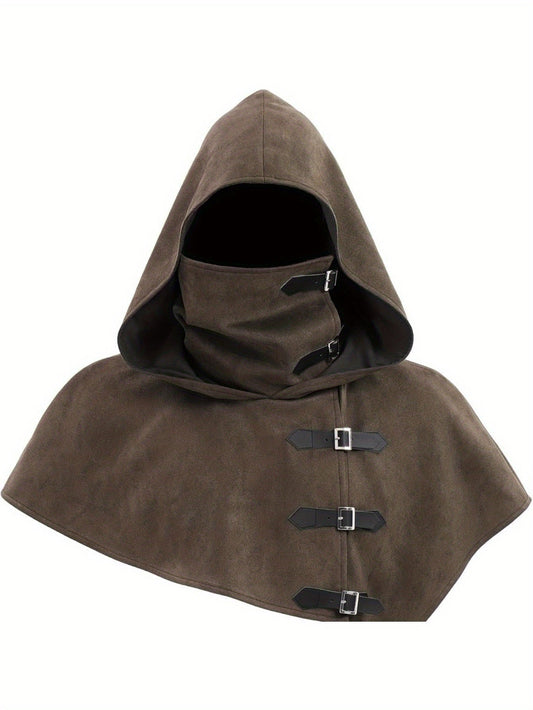 Capuche avec masque intégré et capeline à boucles – Style médiéval pour homme ou femme