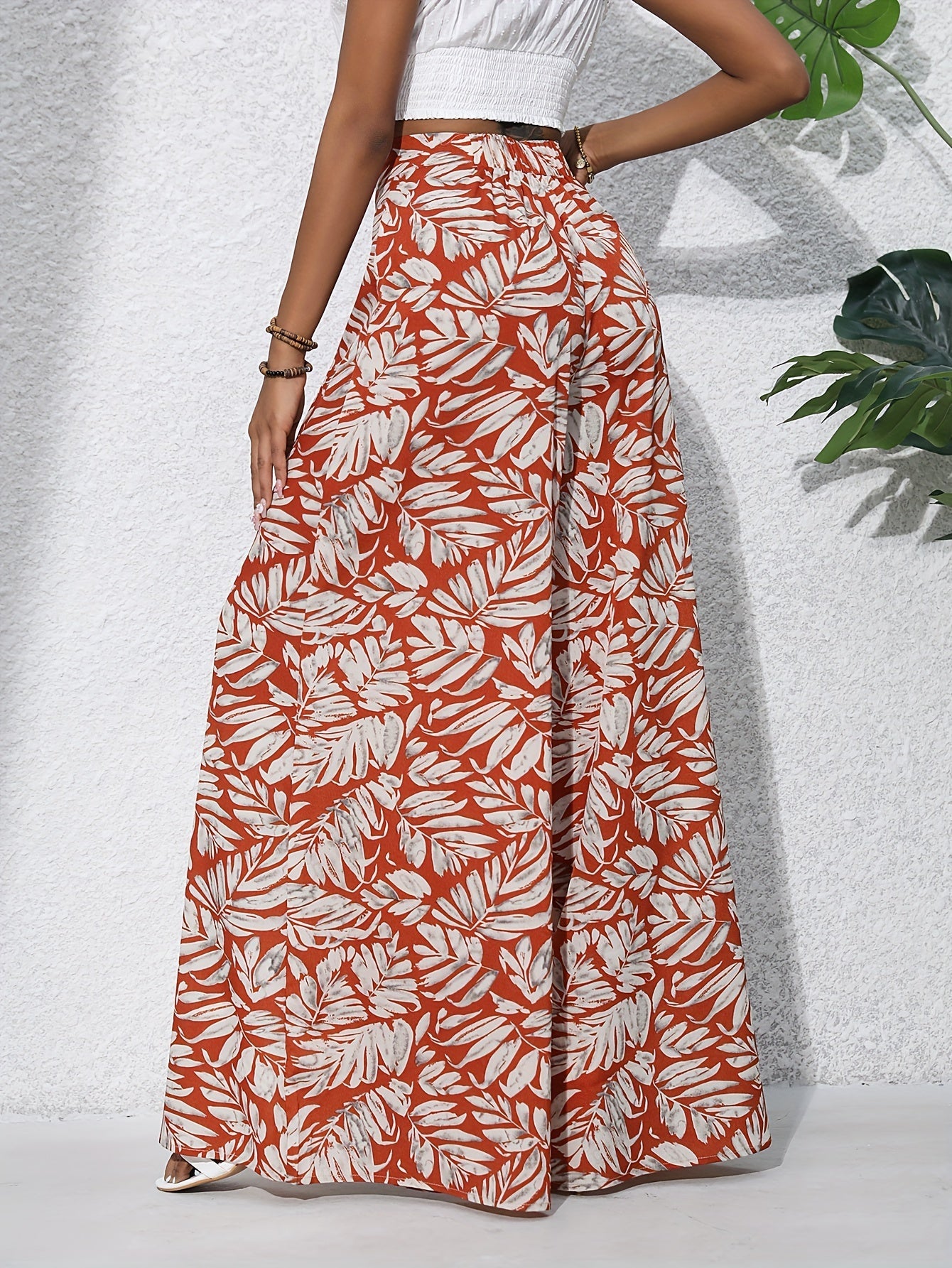 Pantalón ancho para mujer estilo tropical casual para playa y verano