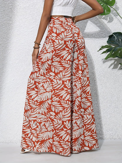 Pantalón ancho para mujer estilo tropical casual para playa y verano