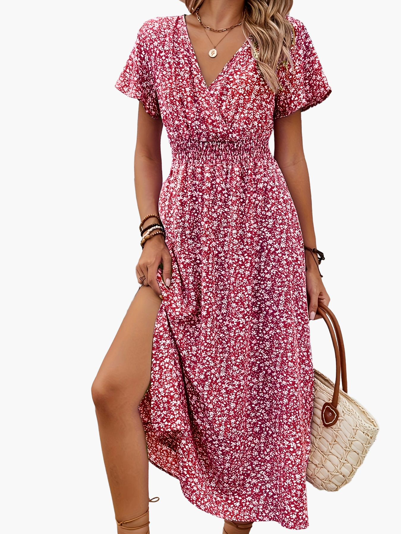 Abito lungo incrociato floreale stile bohémien da donna – Eleganza estiva e casual