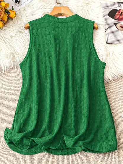 Tunique sans manches col en V style élégant pour femme grande taille