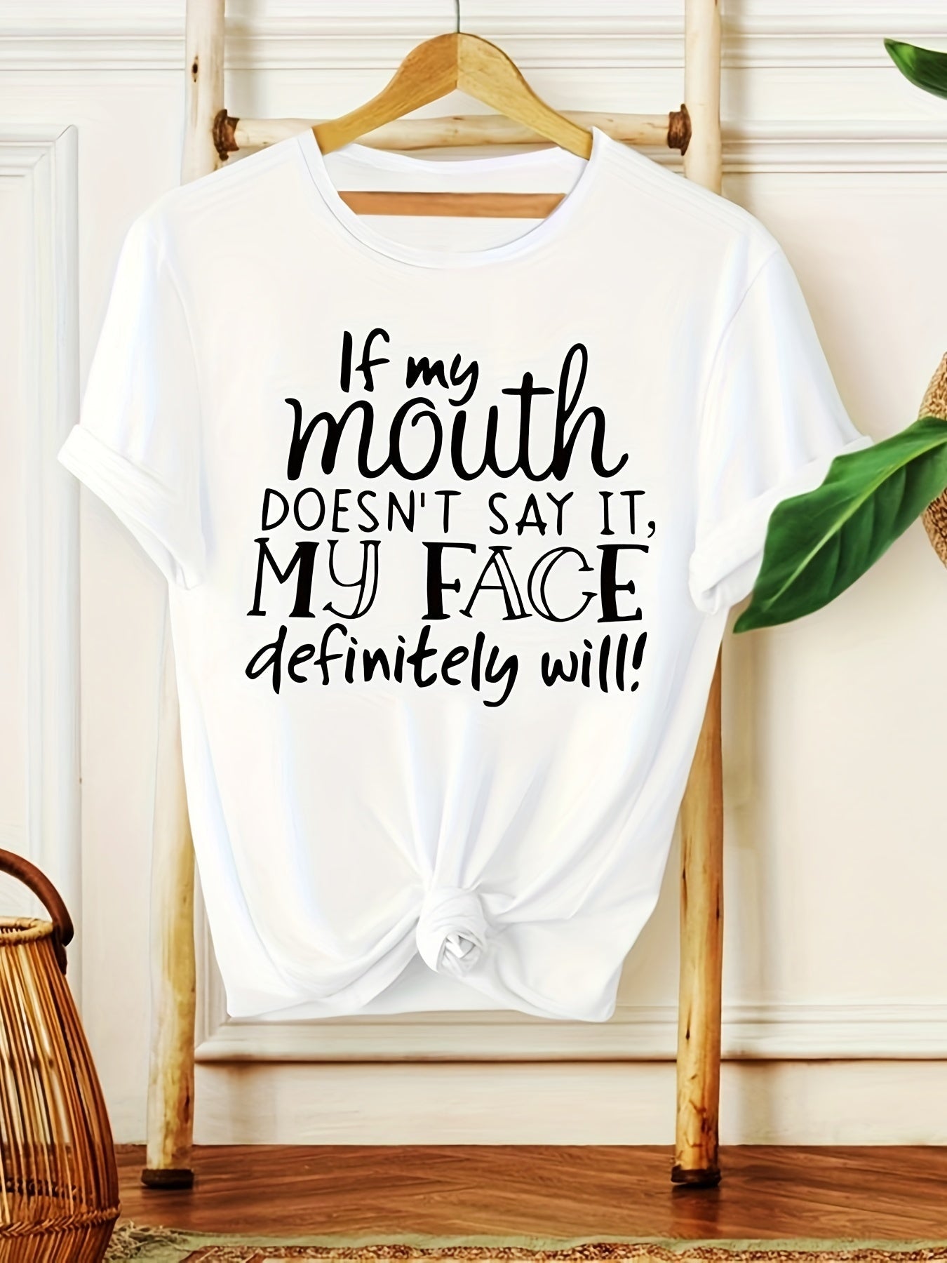 Casual dames T-shirt met humoristische tekst – Ideaal voor de zomer, trendy stijl