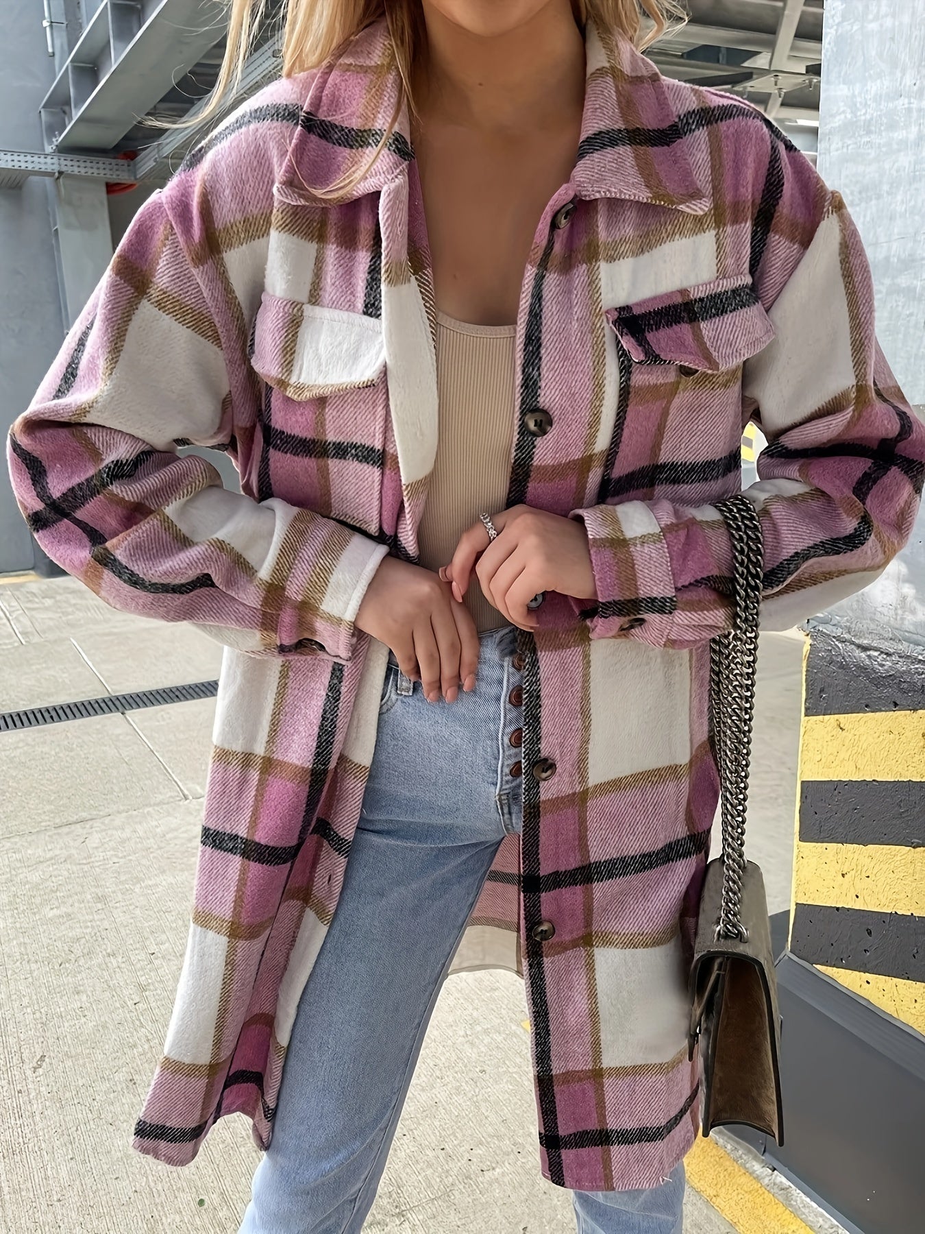 Chaqueta Camisa de Cuadros Estilo Casual para Mujer - Ideal para Media Temporada