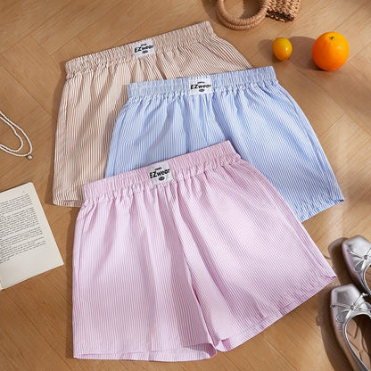 Shorts décontractés à rayures pour femme, lot de 3, style confortable pour la maison ou l'été