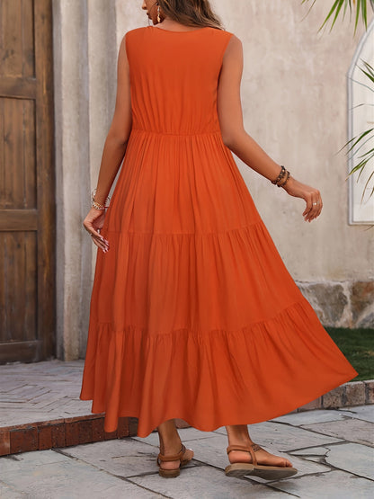 Elegante lange damesjurk met volant in casual stijl voor de zomer