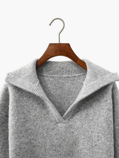 Vintage damepullover med V-hals i afslappet stil – ideel til efterår og vinter