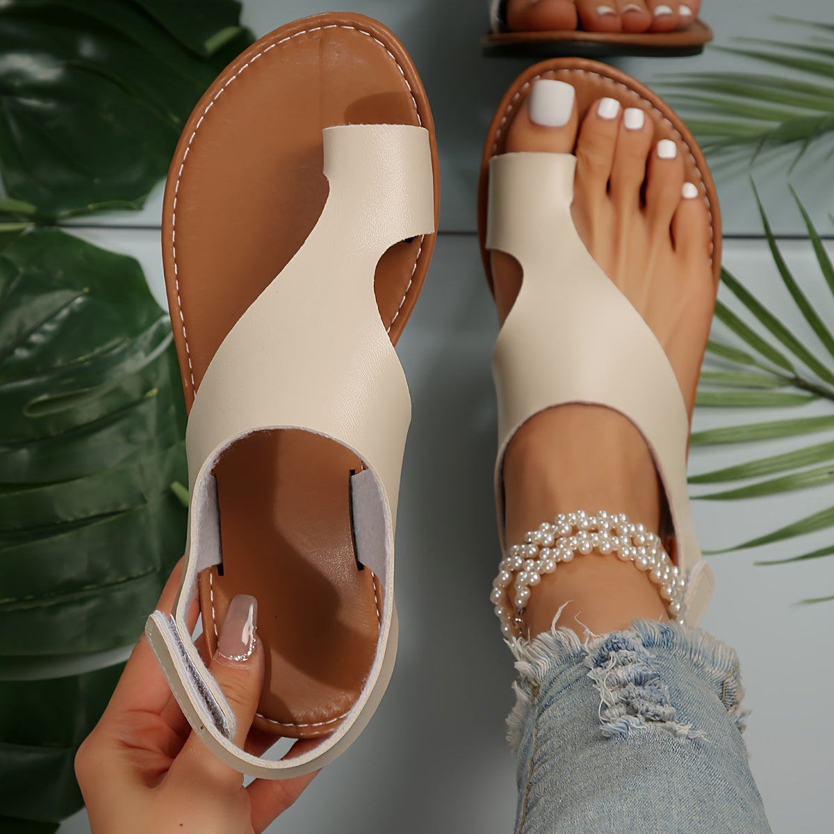 Sandales élégantes pour femme à bout séparé style décontracté d'été