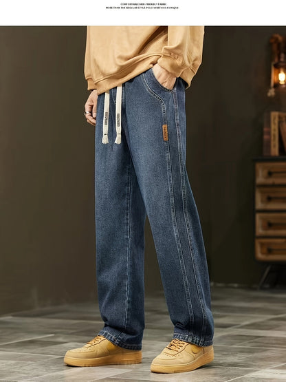 Losvallende brede jeans voor heren, casual stedelijke stijl