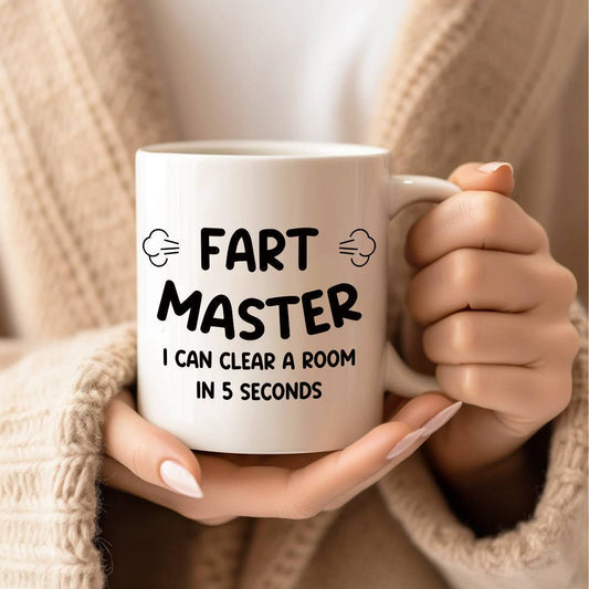 Mug humoristique homme – Fart Master, tasse à café amusante, cadeau original pour amateur de blagues