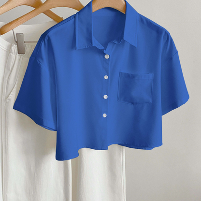 Camicia casual donna maniche corte stile moderno con orlo corto