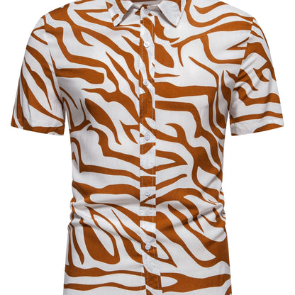 Camicia uomo a maniche corte stile resort con motivo zebrato di tendenza per l'estate