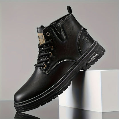 Bottes montantes homme noires à lacets et semelle épaisse