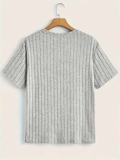 T-shirt à manches courtes pour homme style moderne à rayures texturées – Casual chic et polyvalent
