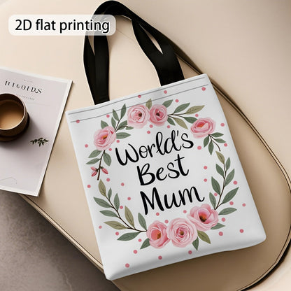 Sac cabas femme style floral cadeau fête des mères "World's Best Mum"