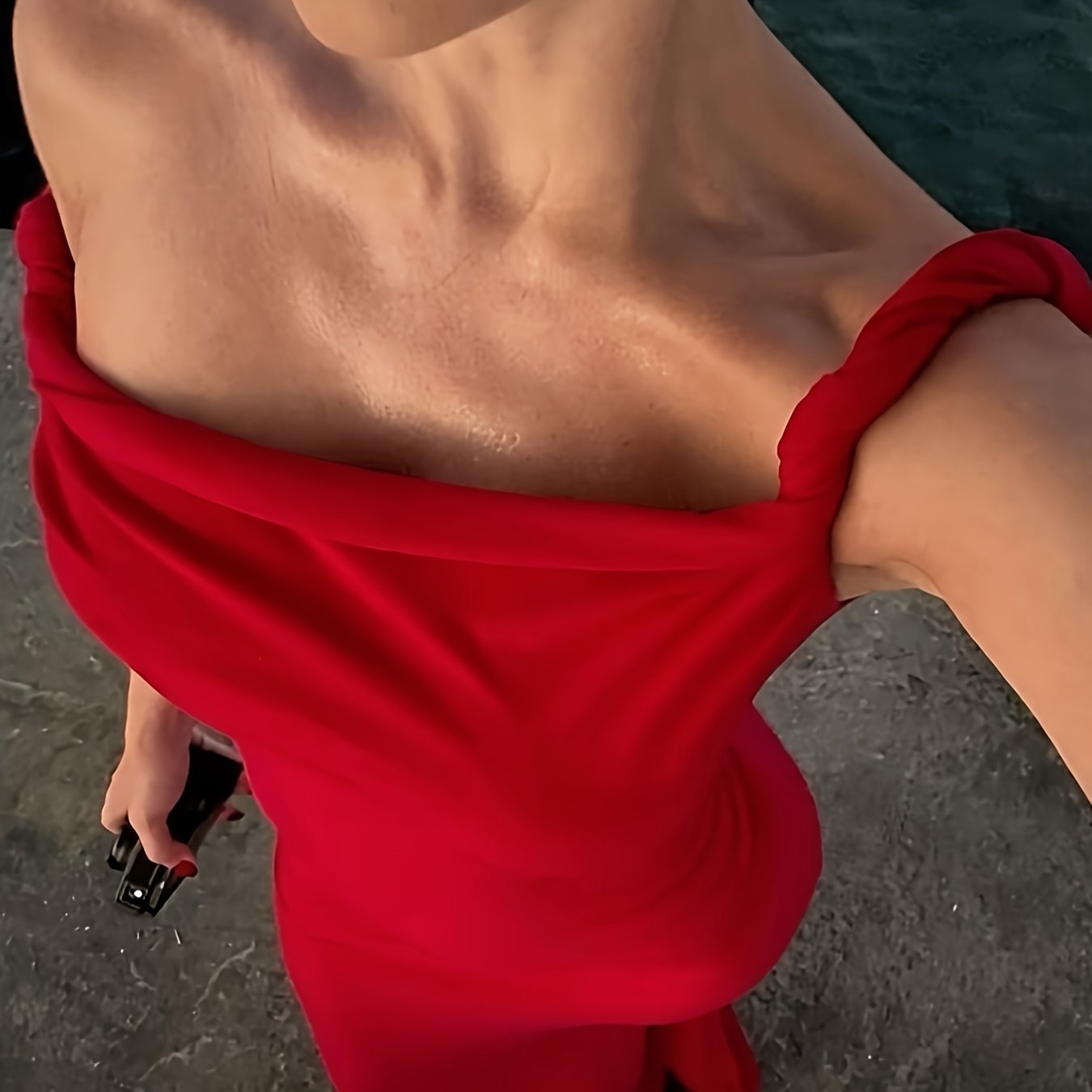 Robe Longue de Soirée Femme Élégante Style Sirène Épaule Dénudée